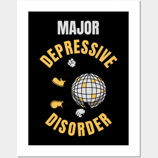 Major Depressive Disorder -Yellow  Retro Disco Ball Posters and Art